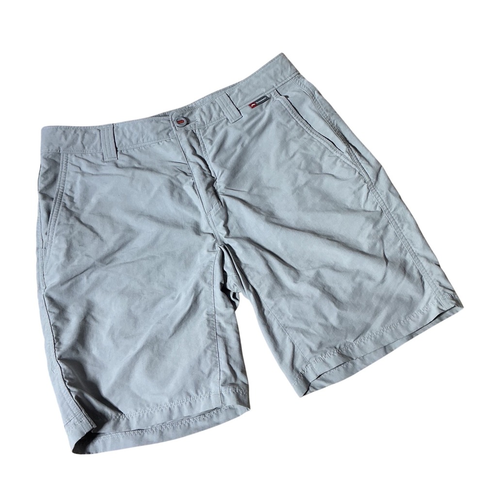 Simms Mens Gray Nylon Fishing Shorts Size 32 Performance Outdoor Hiking Utility